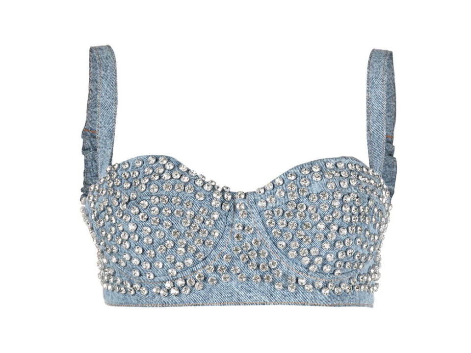 Moschino Crystal-Embellished Denim Top