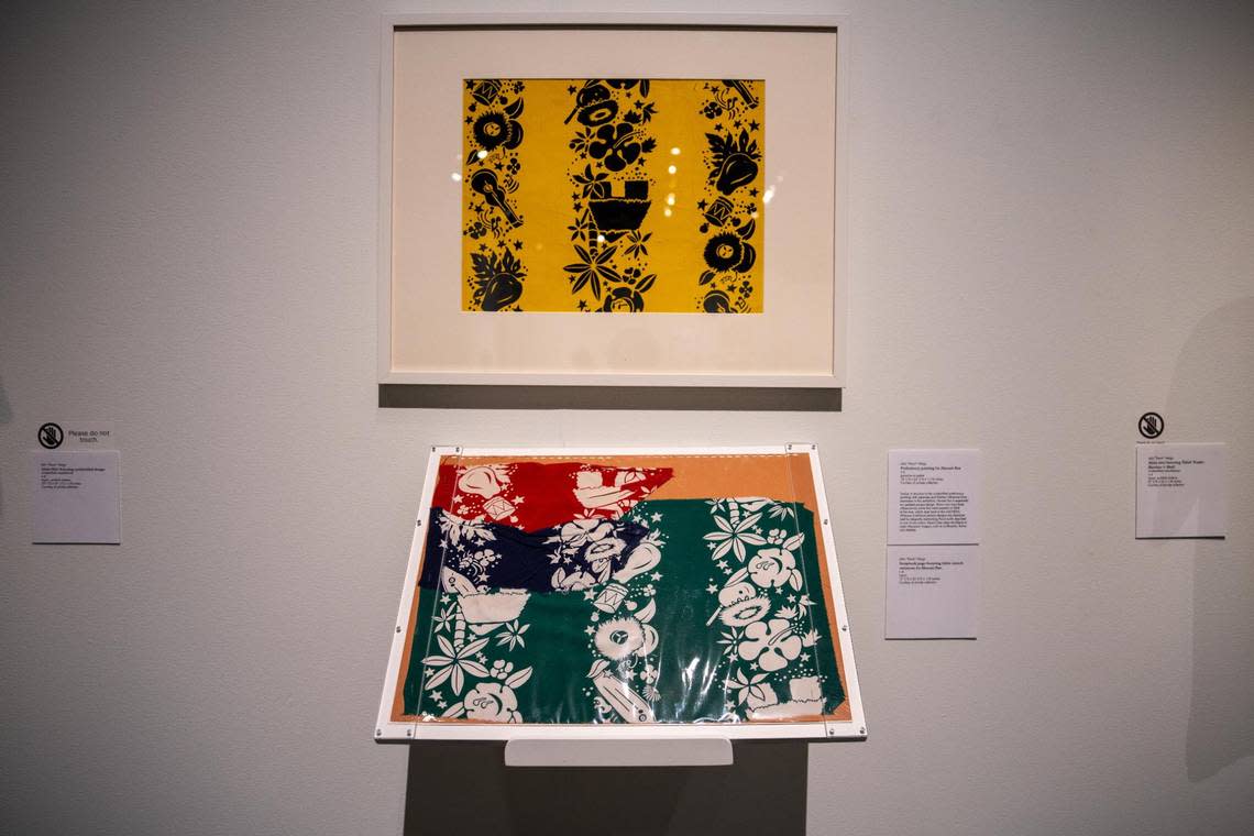 At the Washington State History Museum, John “Keoni” Meigs’ Aloha Shirts are on display along with color swatches, original sketches and paintings that Meigs created.