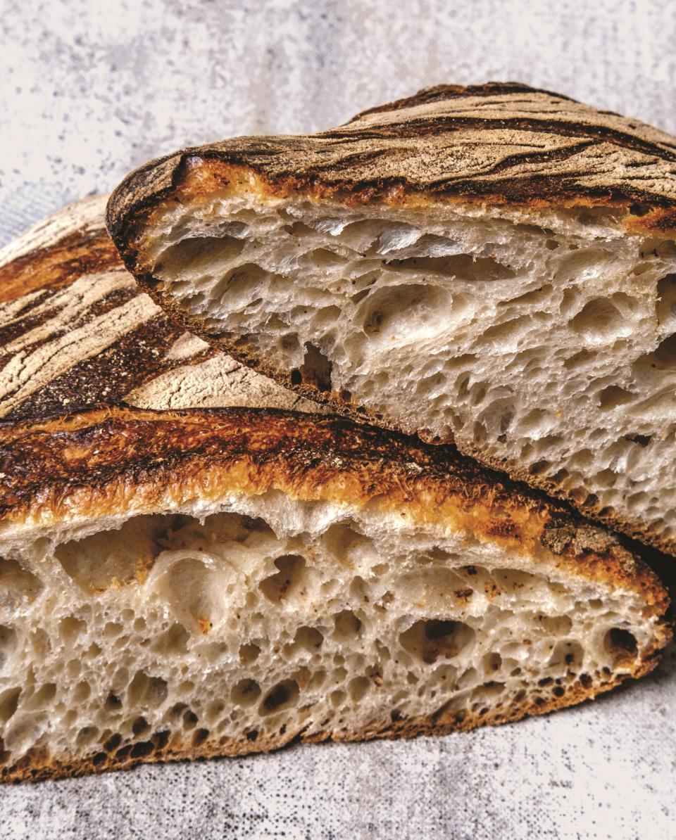 Pain Francese from Pain D'Avignon shows the crevices created by fermentation.