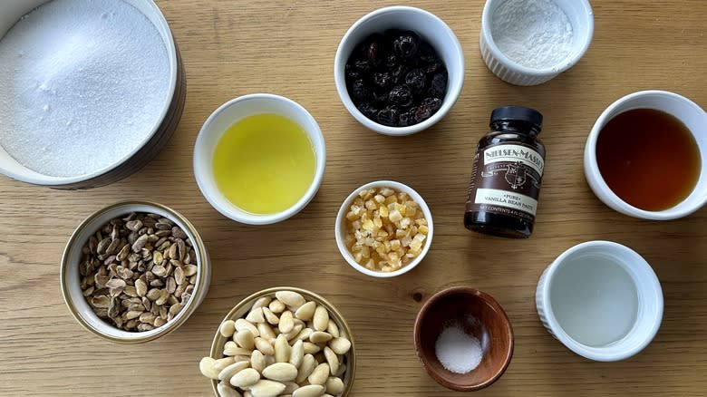 Ingredients for classic nutty torrone