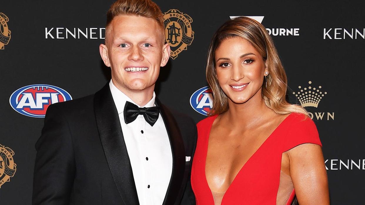 Adam Treloar and Kim Ravaillion, pictured here at the 2019 Brownlow Medal.