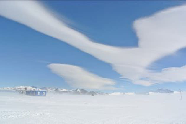 A view of the lenticular clouds from the South Pole.