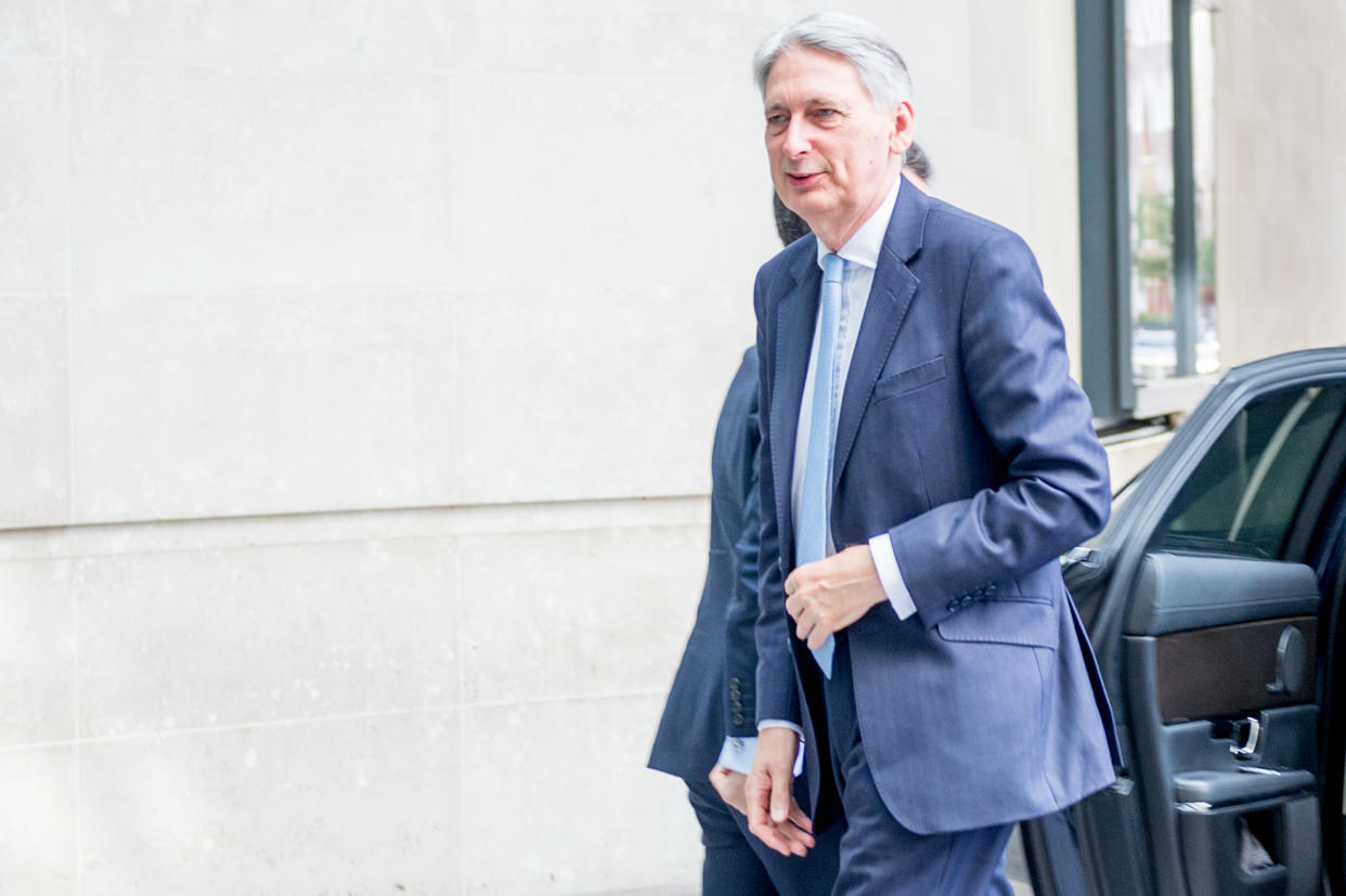 LONDON, ENGLAND - JULY 21: Chancellor of the Exchequer, Philip Hammond MP, arrives at BBC Broadcasting House before his interview on The Andrew Marr Show on July 21st, 2019 in London, England. (Photo by Ollie Millington/Getty Images)