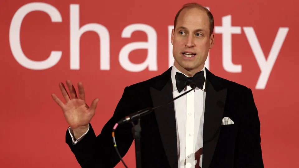 Prince William delivering a speech at London's Air Ambulance Charity Gala Dinner 