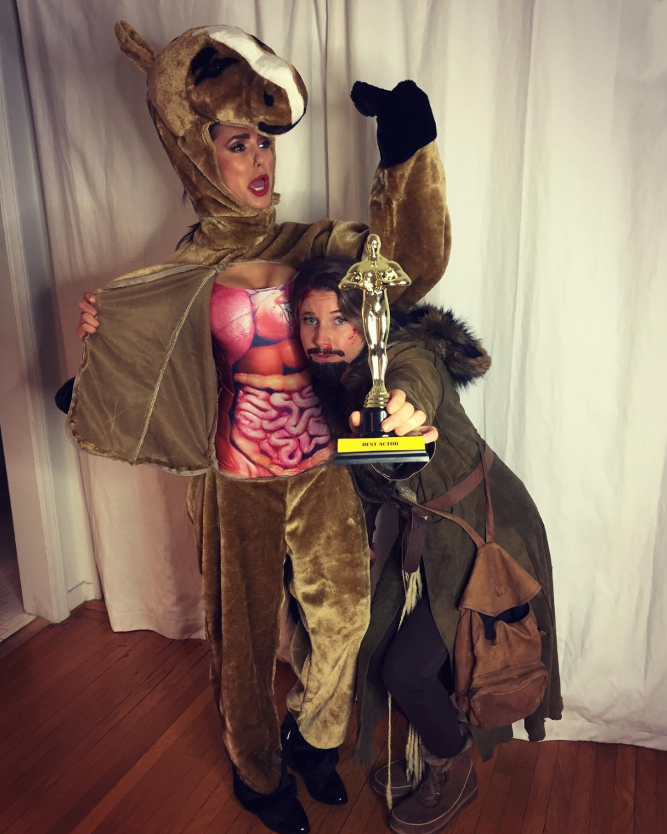 <p>Nina proved to be a creative Halloween dresser in a gutted horse costume – just like in Leonardo Dicaprio's award-winning film, The Revenant. [Photo: Instagram/ninadobrev] </p>
