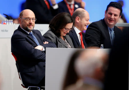 Social Democratic Party (SPD) leader Martin Schulz looks on at an SPD party convention in Berlin, Germany, November 7, 2017. REUTERS/Axel Schmidt