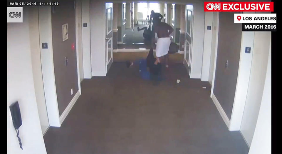 The surveillance video from 2016 shows Combs dragging, kicking, pushing and shoving his then-girlfriend Ventura while staying at a hotel in LA. CNN