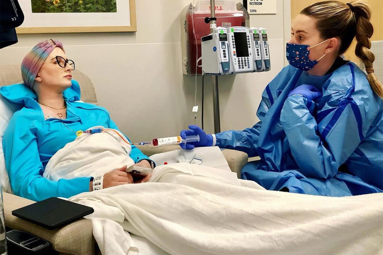 https://www.instagram.com/p/Cfoqj-Yuk7I/?hl=en cleashearer Verified My mother took this photo of me receiving my 4th round of AC chemo last week. It struck me that I never realized my nurses are in full hazmat suits while they administer my toxic treatment. I’ve clearly been there each time, yet it never sunk in. When she sent me this picture, my reaction to the drugs finally made sense. I wanted my own hazmat suit… I didn’t want this in my body. Surely there was another way. There wasn’t. There isn’t. I spent the weekend in more agony than I hope anyone ever has to endure. My bones hurt, my skin hurt, it was hard to walk, hard to see, hard to eat. I couldn’t keep my eyes open, but I also couldn’t sleep. It was nothing short of a living hell with no escape. And then I woke up Monday feeling so much better I almost cried. I was out of the woods, turned a corner, was on the other side of the mountain - and every other euphemism you can find for being effing DONE with the worst thing I’ve ever experienced. It’s been 4 months since my diagnosis. I’ve had a bilateral mastectomy, a subsequent surgery, and endured the harshest chemo around. I still have another 4+ months to go (12 weeks of Taxol chemo and 5 weeks of radiation), but it all gets easier from here and I couldn’t be happier. I even spent the morning on the St Regis Rome website because literally why not…2023 is going to be my year. I say it all the time, but thanks for being with me on this journey. Some days when it feels impossible, it’s what gets me through. ♥️ Xo, Clea
