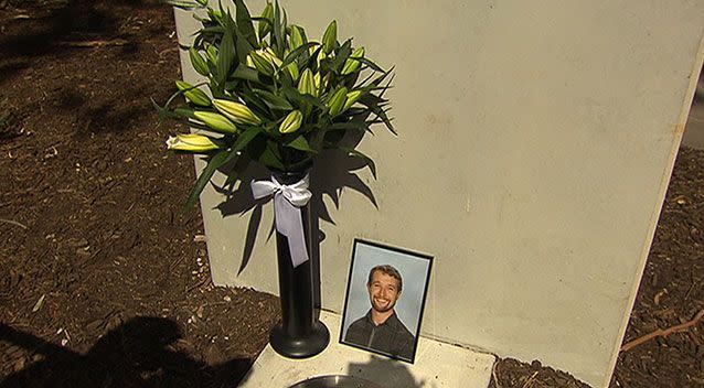 The tribute for Mr Kellett at Glenunga International High School. Photo: 7News