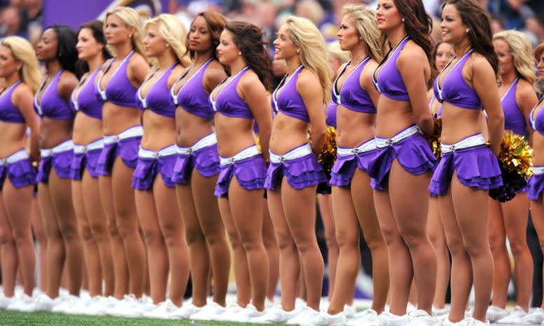 Baltimore Ravens cheeleaders on the sideline.