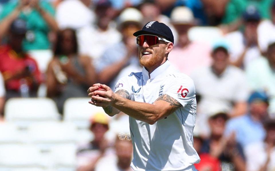 Ben Stokes, who was at his imaginative best in the field, celebrates after catching Kirk McKenzie