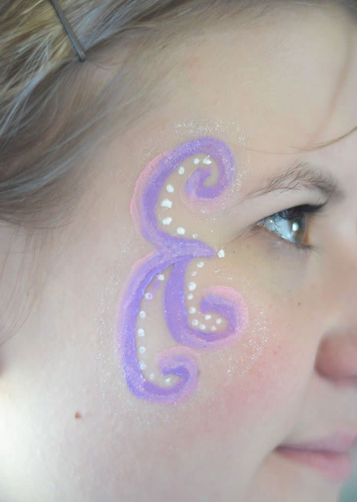 <p>Kids will love the glitter and parents will love how easy these “sparkle swirls” are to create.</p><p><em><a href="https://www.nelliebellie.com/simple-designs-face-painting/#_a5y_p=2672075" rel="nofollow noopener" target="_blank" data-ylk="slk:See more at NellieBellie »;elm:context_link;itc:0;sec:content-canvas" class="link ">See more at NellieBellie »</a></em></p><p><strong>RELATED: </strong><a href="https://www.goodhousekeeping.com/holidays/halloween-ideas/g2618/halloween-games/" rel="nofollow noopener" target="_blank" data-ylk="slk:35 Halloween Games for Kids to Play at a Spooky (and Silly!) Party;elm:context_link;itc:0;sec:content-canvas" class="link ">35 Halloween Games for Kids to Play at a Spooky (and Silly!) Party</a><br></p>