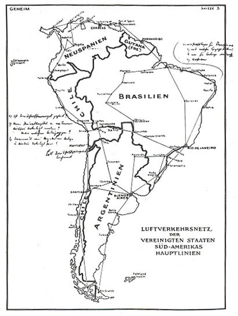 "Este mapa deja claro el diseño nazi no solo contra Sudamérica sino contra los mismos Estados Unidos", dijo el presidente estadounidense Roosevelt... resultó ser una falsificación 