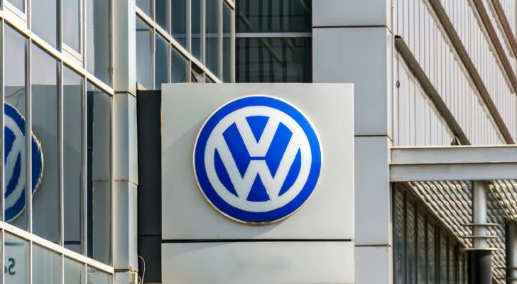 A Volkswagen (VWAGY) logo on a sign in Turkey.