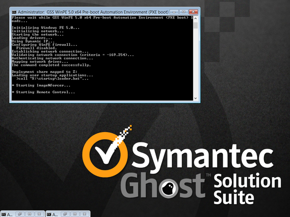 Company ad for Symantec Ghost solution suite, including a small simulation of how the program works.