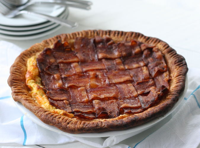 Savory Breakfast Pie with Bacon Lattice Crust