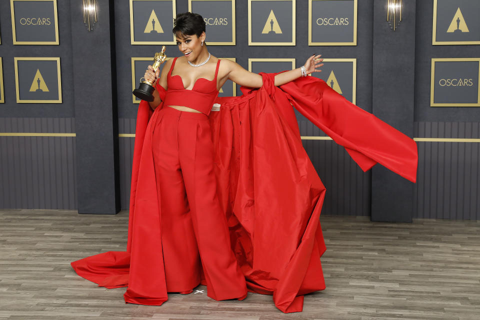 LOS ANGELES, USA - MARCH 27, 2022: Ariana DeBose poses in the press room inside the Dolby Theater during the 94th Academy Awards in Los Angeles, USA. (Photo credit should read P. Lehman/Future Publishing via Getty Images)