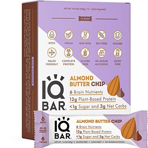 8) IQBAR Almond Butter Chip Brain + Body Protein Bars