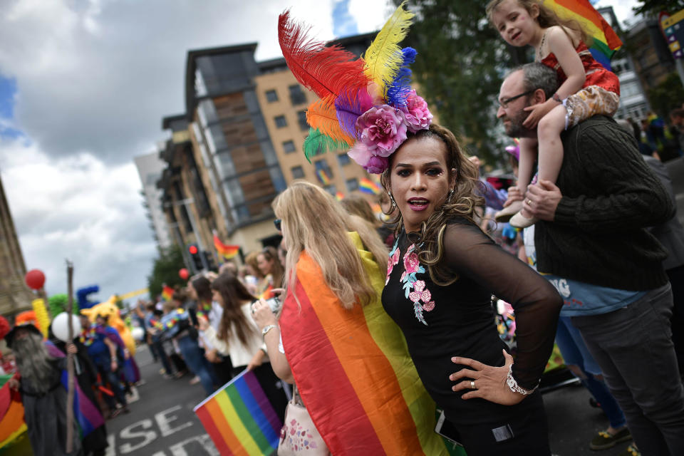 Revelers take part in Belfast Gay Pride parade