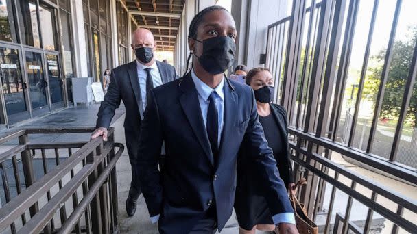 PHOTO: Rapper A$AP Rocky, also known as Rakim Mayers, leaves after his arraignment hearing on charges of assault with a firearm, in Los Angeles, Aug. 17, 2022. (Ringo Chiu/Reuters)