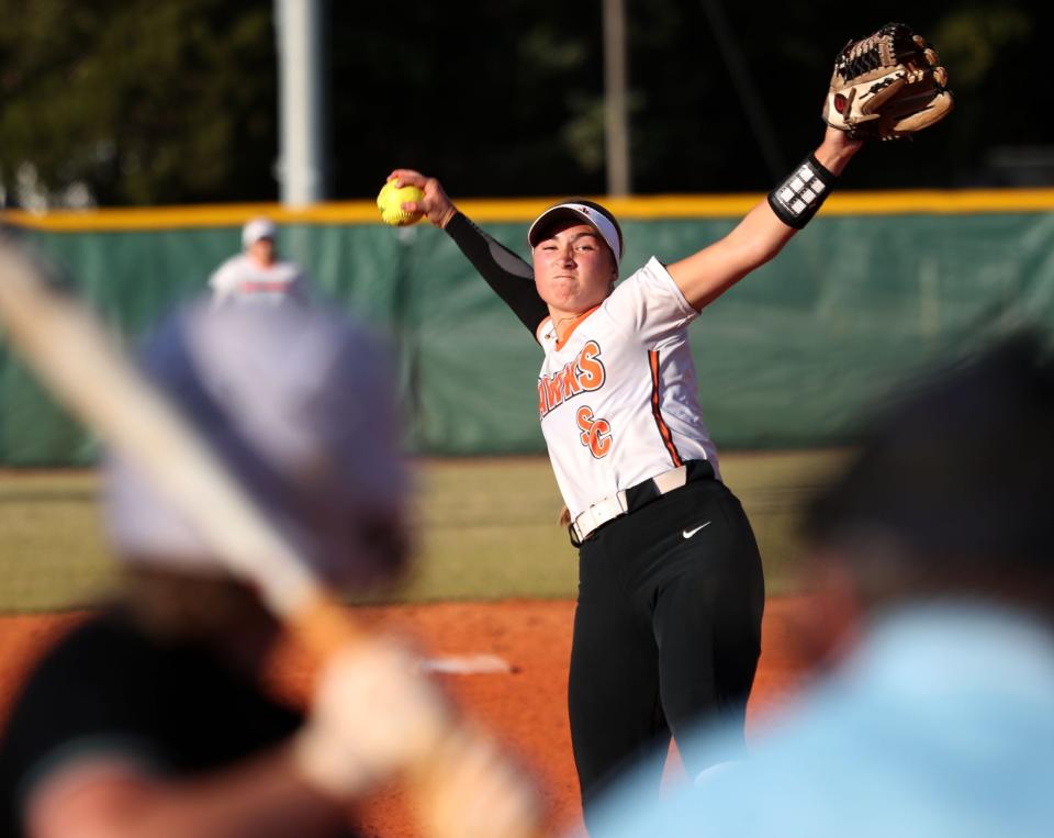 Spruce Creek's Julie Kelley hit a two-run homer and struck out 16 DeLand batters in Tuesday's Five Star Conference softball semifinal.