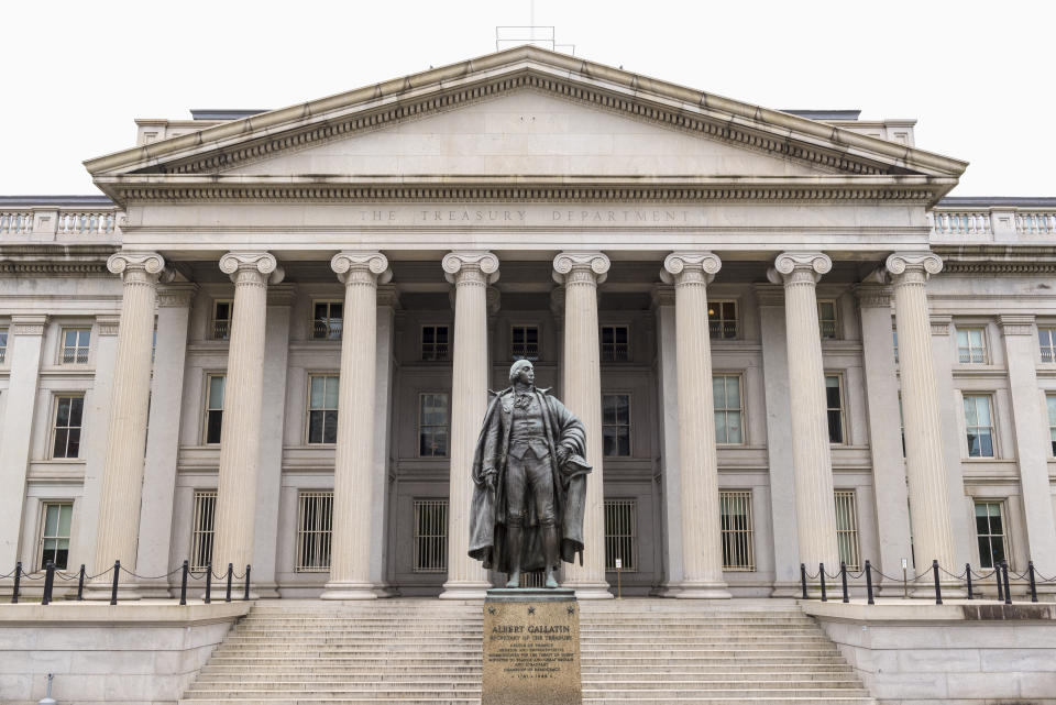 Gebouw van het Amerikaanse ministerie van Financiën in Washington DC, VS