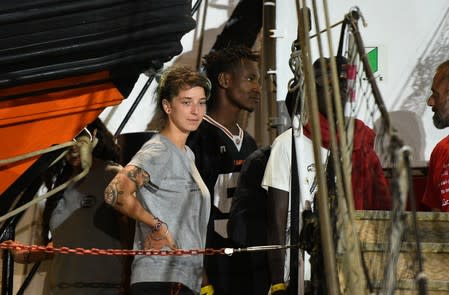 Spanish rescue ship Open Arms with migrants on board arrives in Lampedusa