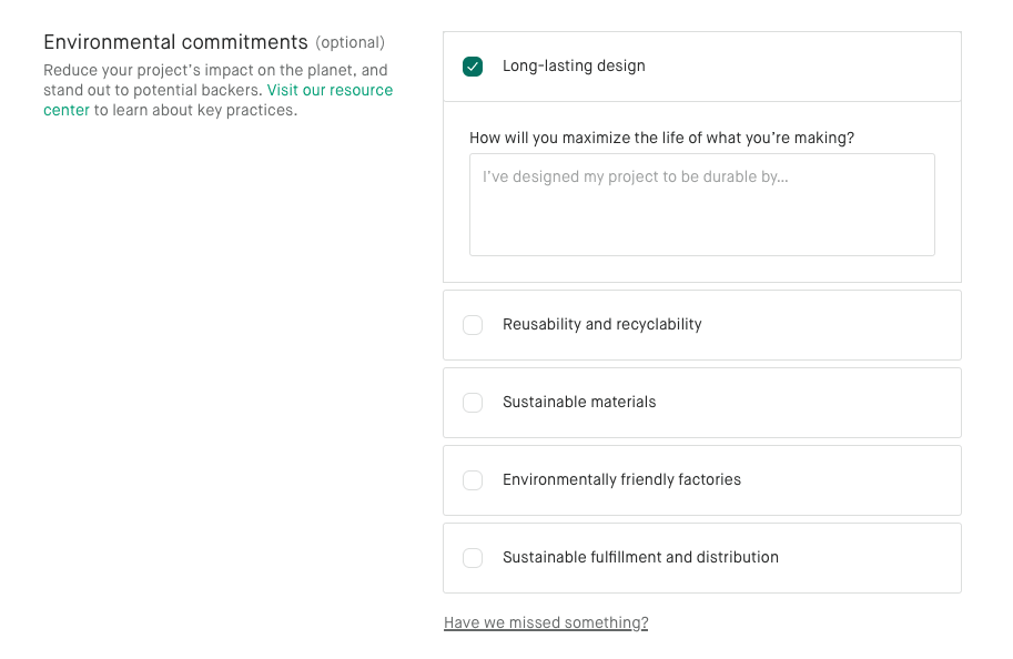 Kickstarter Environmental Commitments