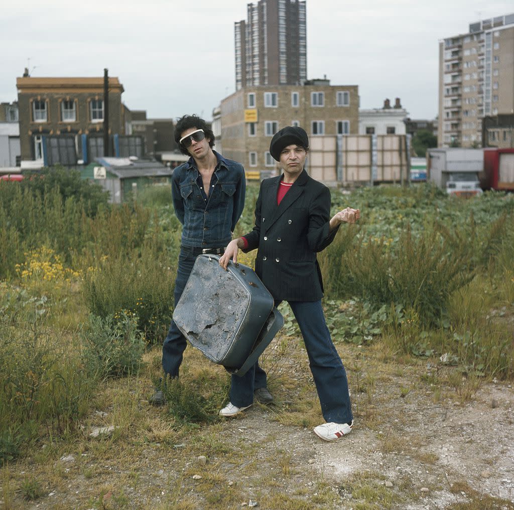Suicide’s Martin Rev and Alan Vega visiting London, 1978. (Credit: George Wilkes/Hulton Archive via Getty Images)