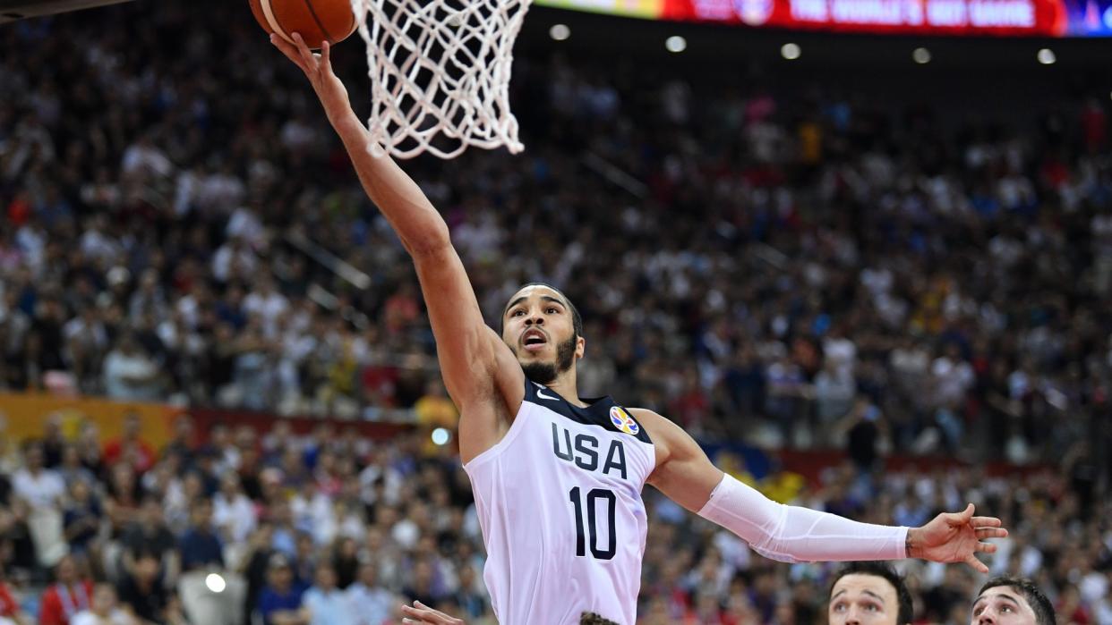 Mandatory Credit: Photo by Aflo/Shutterstock (10378720aq)Jayson Tatum (USA) - Basketball : FIBA Basketball World Cup China 2019 Group E match between United States 93-92 Turkey at Shanghai Oriental Sports CenterUSA v Turkey, FIBA Basketball World Cup, Shanghai, China - 03 Sep 2019.