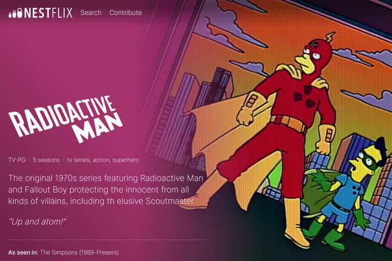 Radiactive Man, un personaje creado dentro del universo de Los Simpsons, tiene su lugar dentro del catálogo Nestflix, que recopila unas 400  producciones que forman parte del argumento dentro de las series y películas