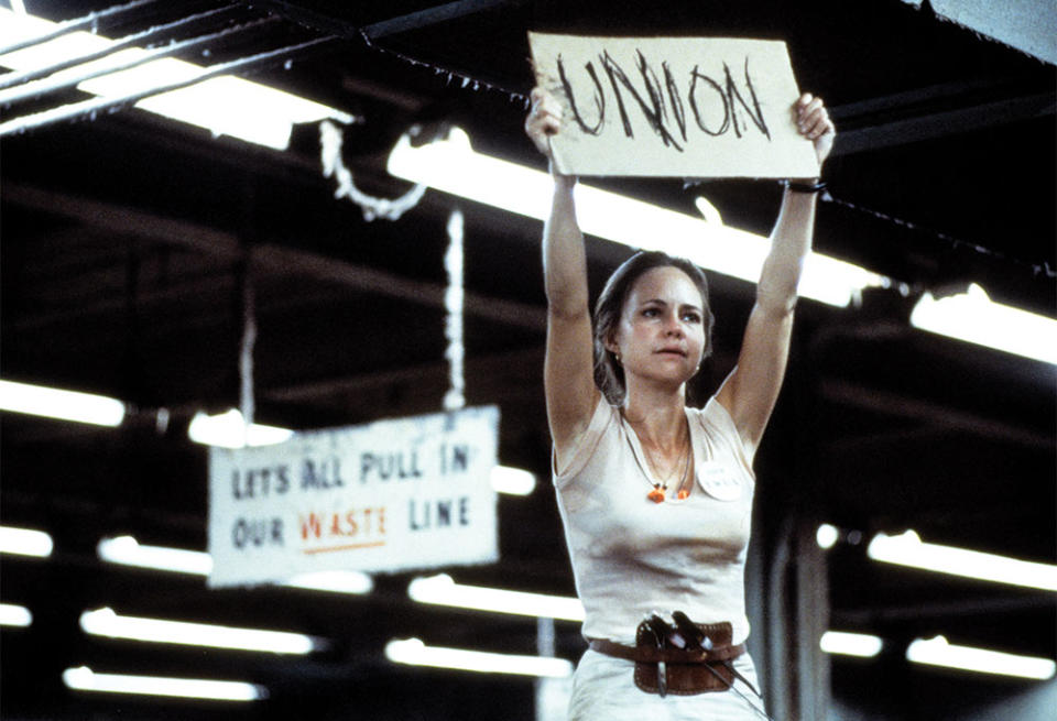 Sally Field won her first Oscar in 1980 for Norma Rae, playing a single mother who organizes her co-workers to form a union at a textile factory.