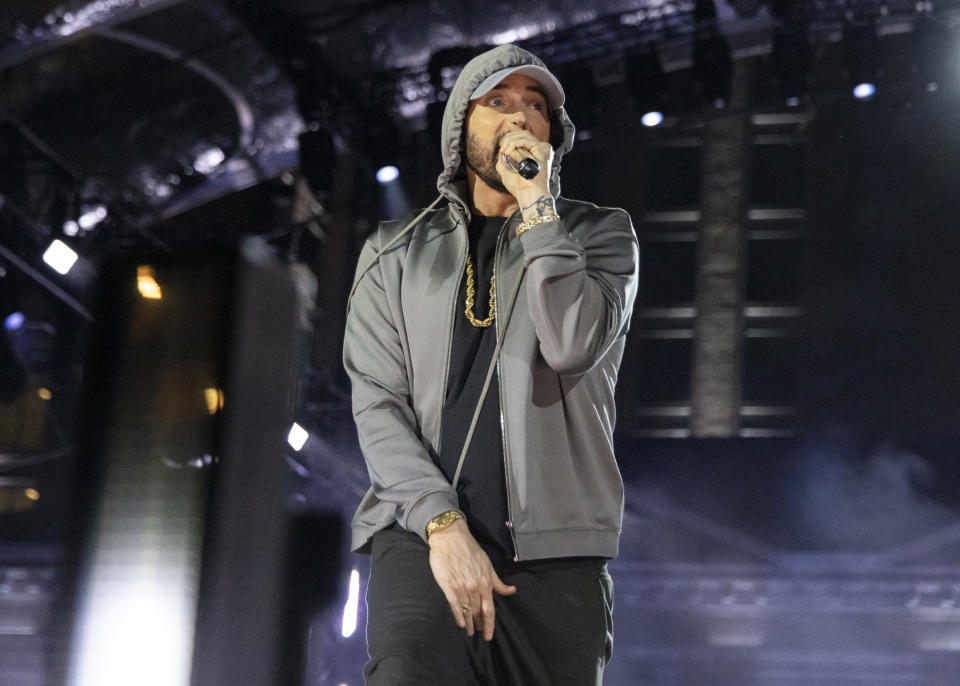 Eminem performs at Live from Detroit: The Concert at Michigan Central