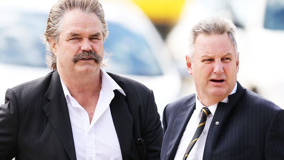 David Cloke and Michael Roach, pictured here at for the public service for Tom Hafey in 2014.