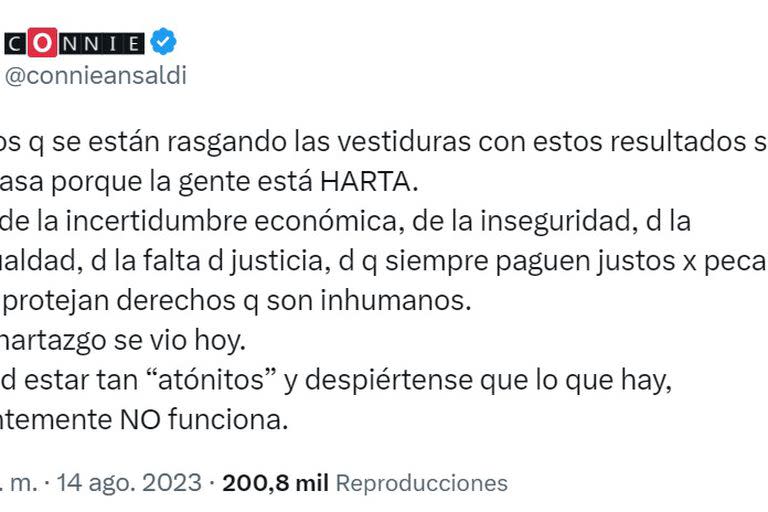 Connie Ansaldi compartió su reflexión