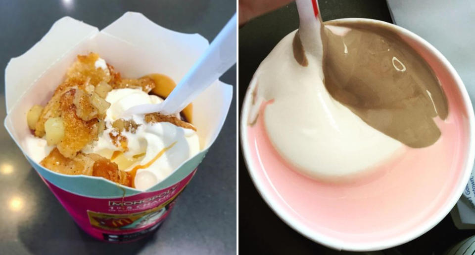 The Apple Pie McFlurry and the thick Shake - two secret items you can order from McDonald's Australia