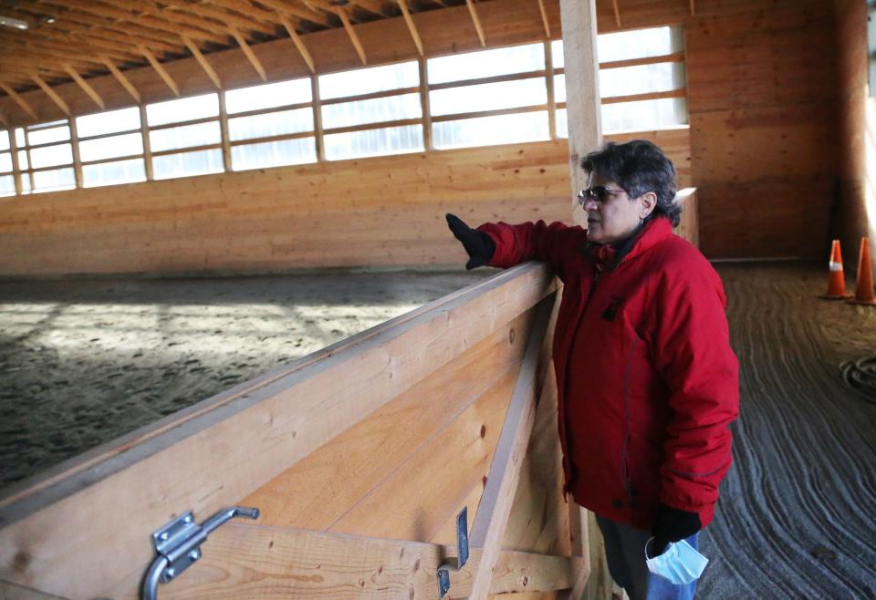 Lisa Dennison, executive director of the New Hampshire SPCA, talks about the Equine Center for Transformative Care, part of the expansion project of the Stratham campus, Friday, Dec. 3, 2021.