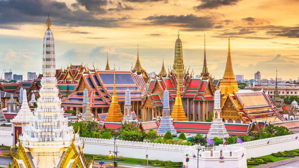 bangkok, thailand at the temple of the emerald buddha and grand palace