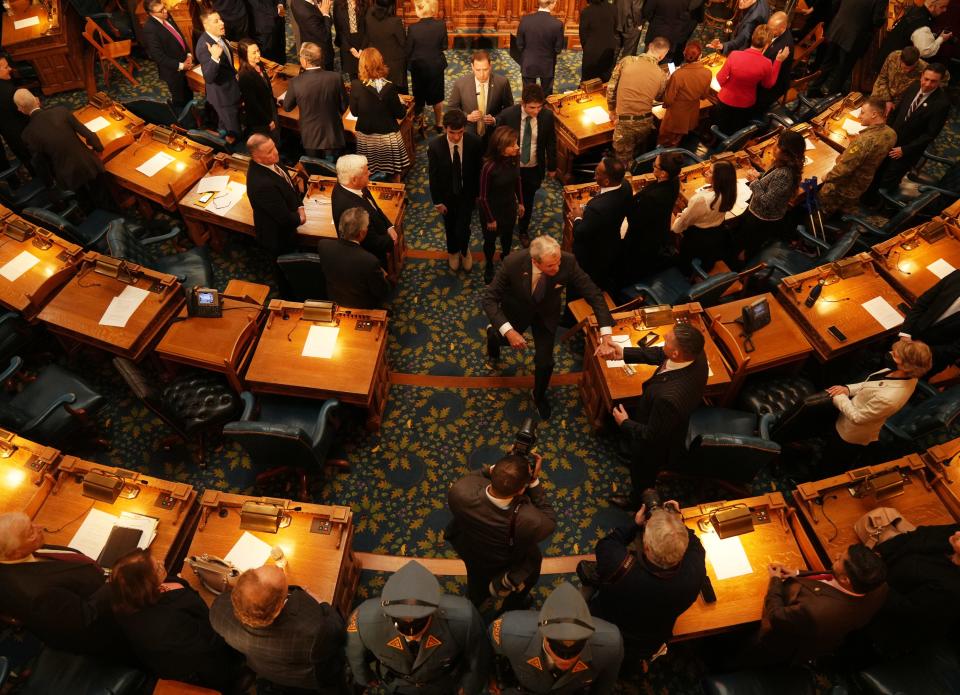 Governor Phil Murphy leaves after he delivered New Jersey's 2023 State of the State address in Trenton, NJ on January 10, 2023.