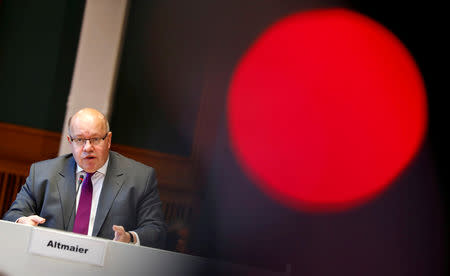 FILE PHOTO: German Economy Minister Peter Altmaier presents the national industry strategy for 2030 during a news conference in Berlin, Germany, February 5, 2019. REUTERS/Fabrizio Bensch/File Photo