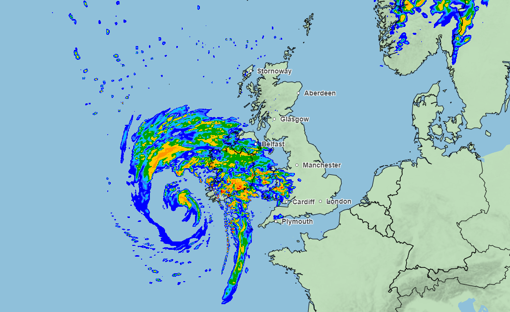 Storm Agnes can be seen approaching Northern Ireland at 10.30am (Met Office)