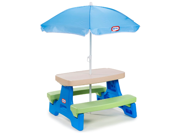 2) Easy Store Picnic Table with Umbrella