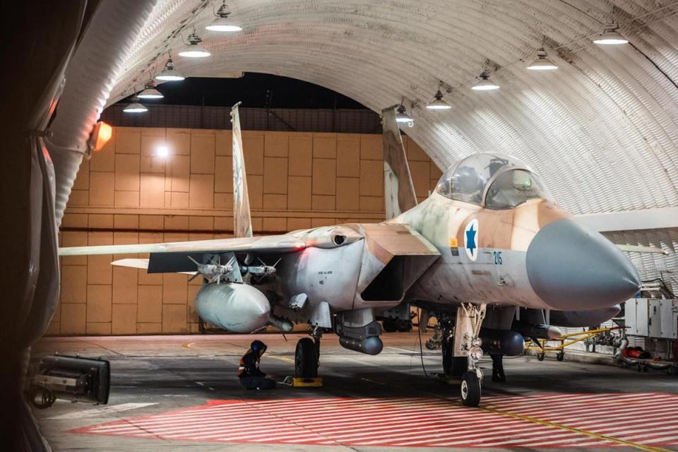 An Israeli Air Force fighter after a mission to intercept incoming airborne threats (Israeli Army/AFP via Getty Image)