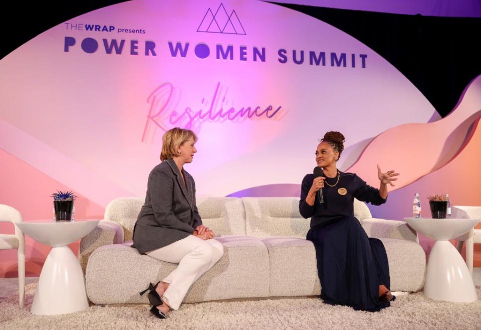 (L-R) Sharon Waxman, founder, CEO and Editor in Chief of TheWrap, and Ava DuVernay at The Wrap's Power Women Summit, Maybourne Hotel, Beverly Hills, California on Dec 5, 2023.