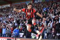 Britain Soccer Football - AFC Bournemouth v Middlesbrough - Premier League - Vitality Stadium - 22/4/17 Bournemouth's Charlie Daniels celebrates scoring their fourth goal Reuters / Dylan Martinez Livepic