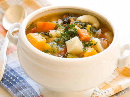 <strong>Get the <a href="http://www.huffingtonpost.com/2011/10/27/autumn-minestrone-soup_n_1059881.html">Autumn Minestrone Soup</a> recipe</strong>