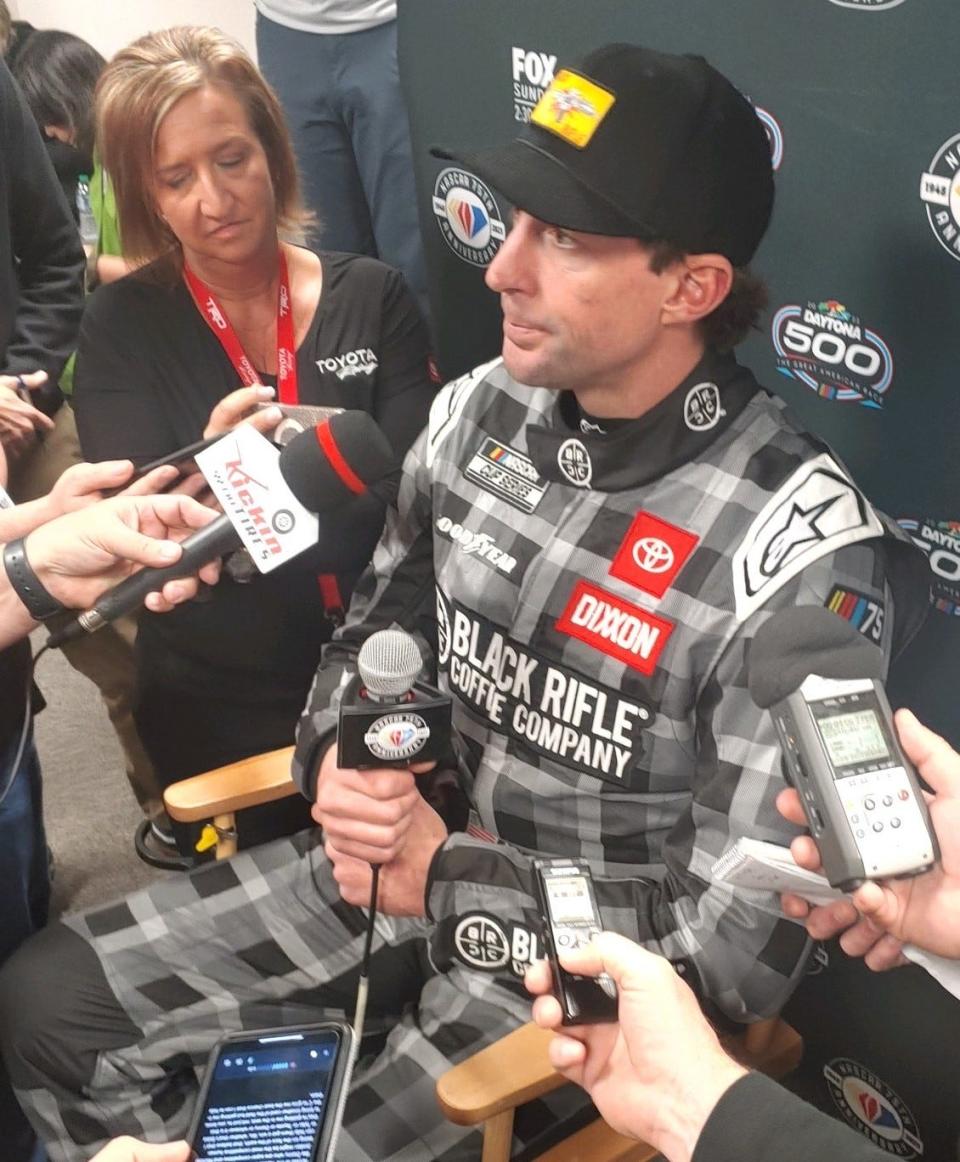 Travis Pastrana going through the paces during Wednesday's media day at Daytona.