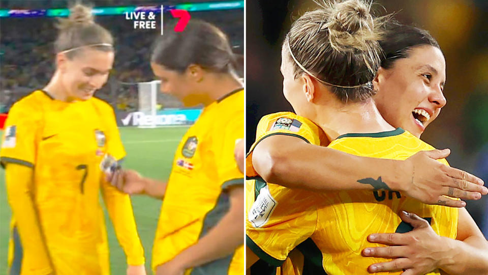 These images show Matildas stars Sam Kerr and Steph Catley at the FIFA Women's World Cup.