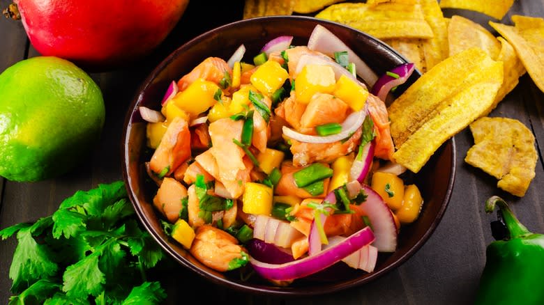 salmon and mango ceviche