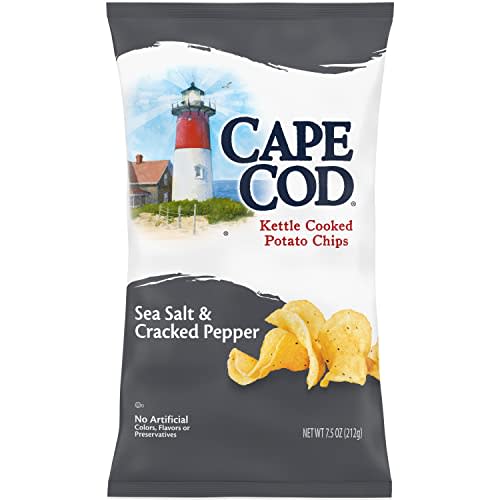 Cape Cod Potato Chips Sea Salt and Cracked Pepper Kettle Chips, 7.5 Oz